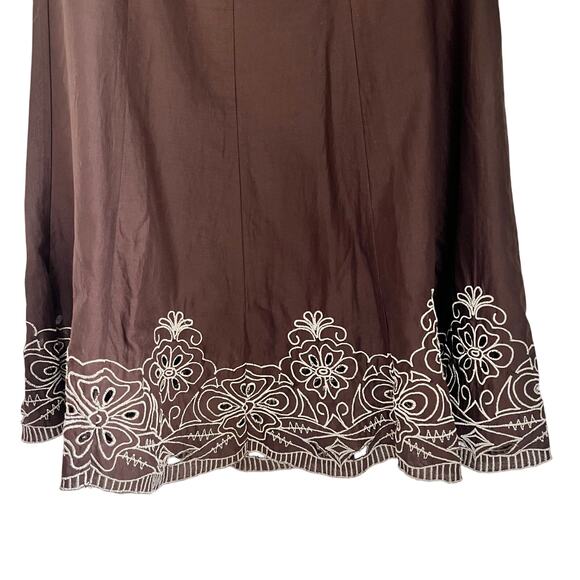 Apt.9 skirt women’s size 8 Chocolate Brown embroidered eyelet flare VTG Y2K - Picture 4 of 7